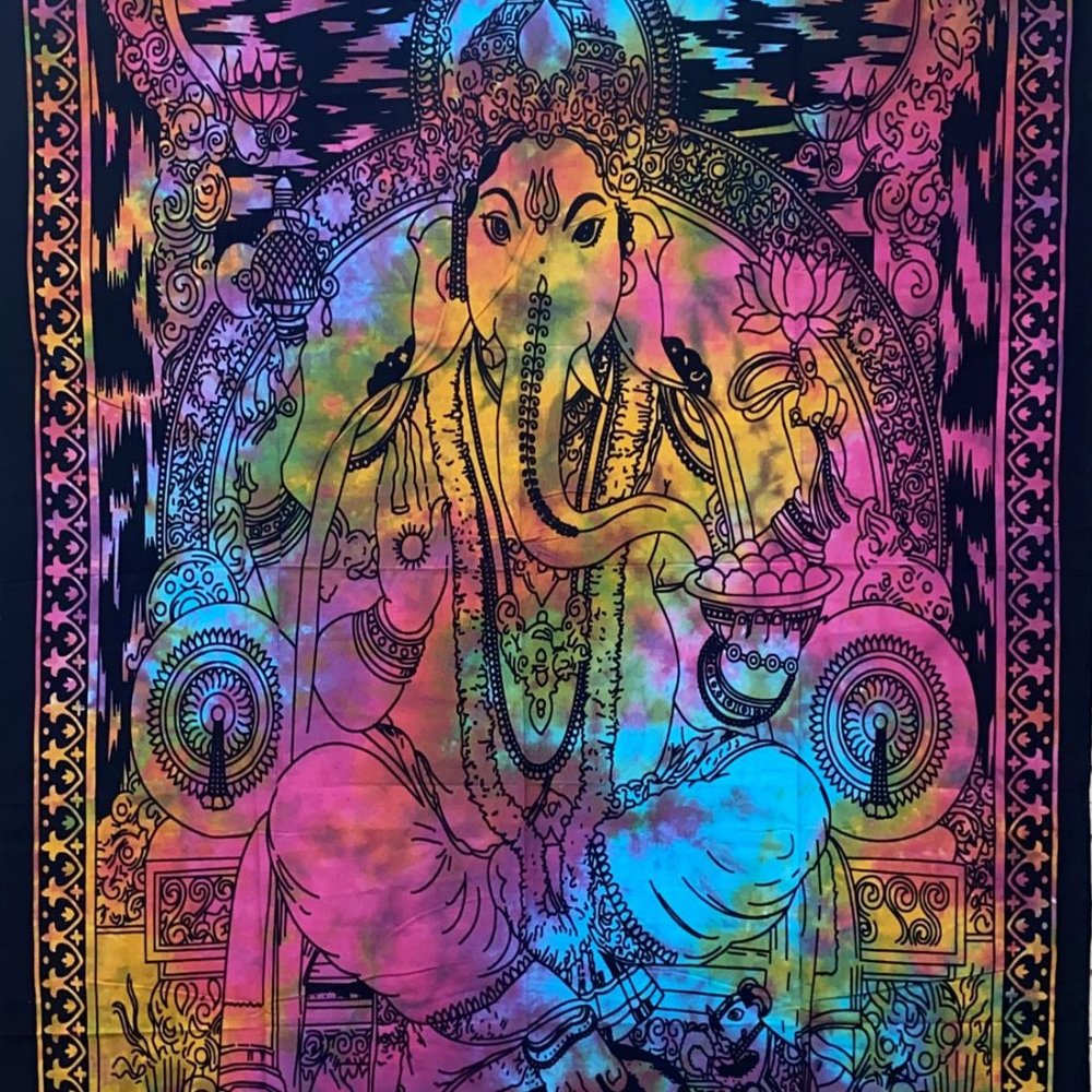Abhaya Mudra Seated Ganesh Tapestry